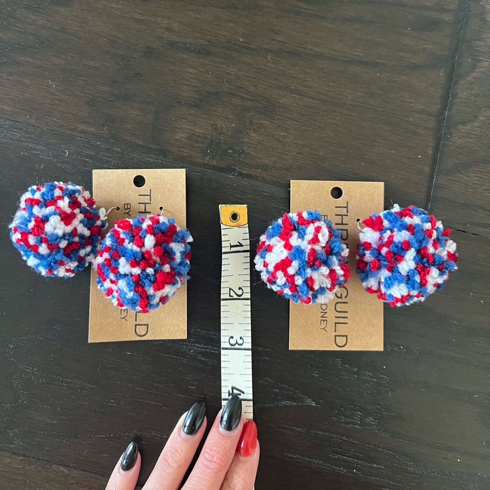 New- 2 pairs of pom pom earrings - game day, school spirit.